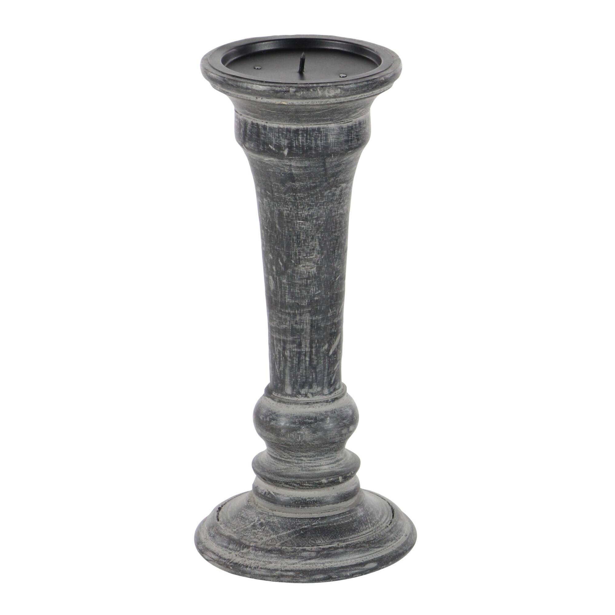Black Mango Wood Traditional Candle Holder Set